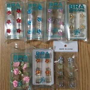 New Set of 2 Clear Bra Straps with 3-D Flower Rhinestones Pick Your Color